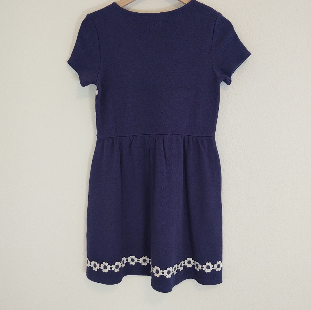 Johnnie B 13 14 Dress Short Sleeve Navy Blue Daisy - Picture 4 of 5